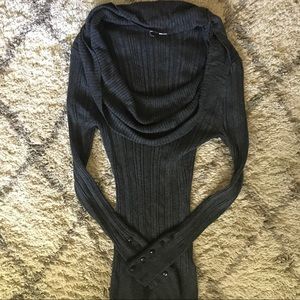 Cowl Neck Ribbed Sweater